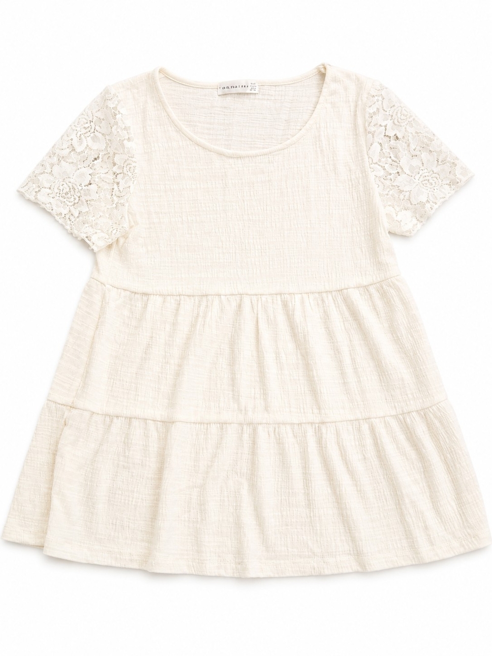 Amelia Joy Cream Tiered Lace-Sleeve Blouse